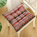Cojín para silla cuadrado de estilo étnico bohemio de algodón y lino con patrón geométrico - 40x40cm / Estilo Étnico Rojo