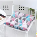 Cojín de asiento de algodón y lino con diseño geométrico de triángulos rosa y azul - 40*40cm / Triángulo Rosa