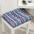 Cómodo cojín de asiento cuadrado con vibrante patrón étnico azul y rojo para sillas comedor - Étnico Azul / 40x40cm