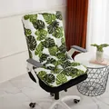 Thick integrated office chair cushion featuring green tropical Monstera leaf print - [Integrated Pad] 44*93cm / Green Banana Leaf Pattern