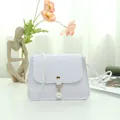 White minimalist pearl crossbody bag with crocodile stone pattern for women. - White Crocodile Pattern