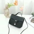 Black stone texture square crossbody handbag with decorative pearl pendant for women - Nappa Texture Black