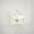 Stylish iridescent transparent quilted handbag featuring white inner pouch and gold lock detail - Iridescent White (N129) / White