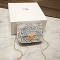 Piccola borsa a tracolla alla moda con stampa zebra, catena dorata e chiusura - Bianco
