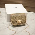 Mini borsa a tracolla alla moda con stampa tigre, catena dorata e fibbia metallica rotonda - Kaki