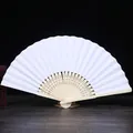 Abanico plegable blanco de 7 pulgadas para pintura DIY y manualidades creativas para niños - Blanco