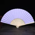 Abanico plegable morado claro en blanco con varillas de bambú para las manualidades - Violeta Claro