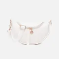 Premium white crocodile texture PU leather crossbody saddle bag for women fashion - White