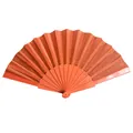 Levendige effen oranje 7-inch vouwwaaier met duurzame plastic ribben voor koeling - Oranje