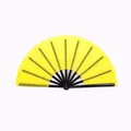 Abanico Taiji plegable amarillo con varillas de plástico negro para danza - Tamaño Grande / Amarillo