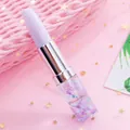 Bolígrafo creativo morado con forma de lápiz labial con purpurina rosa y diseño de estrellas - 0.5mm / Púrpura