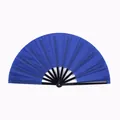Abanico plegable tradicional de Tai Chi Kung Fu azul para artes marciales con varillas negras - Tamaño Grande / Azul zafiro
