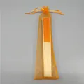 Elegant orange folding fan with bamboo ribs and matching organza gift bag for weddings - Orange