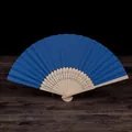 Abanico plegable azul DIY de 7 pulgadas para pintura creativa y manualidades para niños - Azul marino