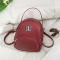 Stylish mini faux leather backpack in wine red with cute rabbit ears metal decoration - Red