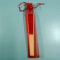 Elegant red 21cm folding fan with bamboo ribs in matching red gauze gift bag - Red