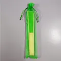 Elegant 21cm green silk folding fan with bamboo frame and matching organza gift bag - Fluorescent Green