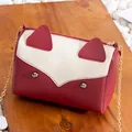 Mini borsa a tracolla carina a forma di volpe per bambini con catena d'oro rossa e bianca - Rosso