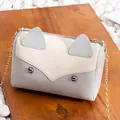 Simpatica borsa a tracolla volpe grigio e crema con catena dorata per bambine e ragazze - Grigio chiaro