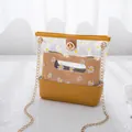 Small daisy printed transparent PVC shoulder bag with yellow inner pouch and chain strap - Transparent Printed 2-in-1 Bag (L189) / Yellow
