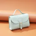 Trendy mint green small square handbag with distinct crocodile pattern texture for women - Blue