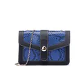 Stylish blue snakeskin pattern small square crossbody bag with elegant gold chain strap - Snake Pattern Blue