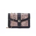 Elegant small square crossbody bag with snakeskin pattern and luxury gold chain strap - Snake Pattern Pink