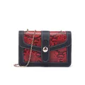 Elegant red and black snakeskin pattern chain crossbody bag for women with gold clasp - Snake Pattern Red