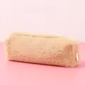 Cute beige octagonal plush pencil case made of soft faux fur for students and school - Plush Octagon Khaki