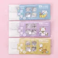 Coffret de règle 4-en-1 mignon pour écoliers avec équerres et rapporteur en trois couleurs - Leisurely Home Series / 15cm