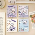 Set de 4 bonitos mini cuadernos de espiral con dibujos del espacio, 80 hojas cada uno - Conejo Espacial / 1本装
