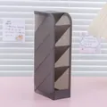 Modern minimalist frosted grey slanted pen holder plastic desktop stationery organizer - Gray