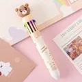 Kawaii cartoon bear ten-color retractable ballpoint pen for creative journaling needs - Happy Bear
