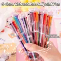 Penne a sfera a scatto trasparenti a 6 colori con ricariche d'inchiostro colorate - Sei Colori Trasparente