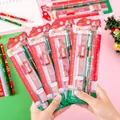 Weihnachts-Schreibwarenset mit Weihnachtsmann, Bleistiften, Lineal, Radiergummi und Anspitzer - Blisterkarte 5-teiliges Set