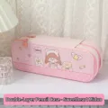 Estuche rosa de doble capa gran capacidad con lindos personajes de dibujos animados - Dulce Miduo / Rosa