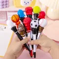 Creative stress relief ballpoint pens with cute PU slow-rebound sports and emoji toppers. - Random Style