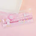 Pink cute astronaut stationery set with pencils and ruler in clear pouch for kids - Pink