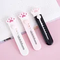 Mini cartoon cat paw utility knife set in white pink and black for DIY craft and opening boxes - Cat Claw Style