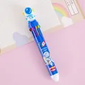 Penna a sfera a scatto blu multicolore con topper astronauta e grafiche spaziali - Set da 10 Colori / Blu