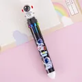Penna a sfera multicolore astronauta con 10 colori vivaci per il journaling - Set da 10 Colori / Nero