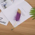 Bolígrafo de pluma púrpura vintage con punta dorada para bodas y regalos de oficina - Pluma Púrpura (Impresión Oro Púrpura Sólido) / 0.5mm