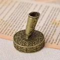 Vintage European style carved brass pen holder with intricate floral patterns - Antique Bronze