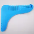 Peine azul para dar forma a la barba y plantilla de estilo - Forma de L / Azul
