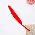 Elegant red feather ballpoint pen with fine quill texture detail for unique gift or office - Red