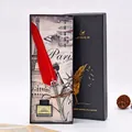 Set de regalo vintage de pluma de inmersión roja con tintero y plumillas en caja - Rojo