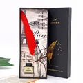 Vintage red quill feather pen gift set with five replacement nibs and black ink bottle in box - 1 Pen + 1 Ink + 5 Nibs / Red