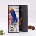 Set regalo penna piuma vintage con piuma blu oro, inchiostro e pennini ricambio - Penna Piuma Blu (8008) / Blu