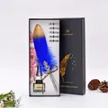 Set regalo penna piuma vintage blu e oro con inchiostro e cinque pennini in metallo - Celeste