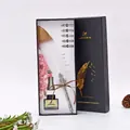 Set di penne a piuma bianca vintage con calamaio e cinque punte in confezione - Bianco